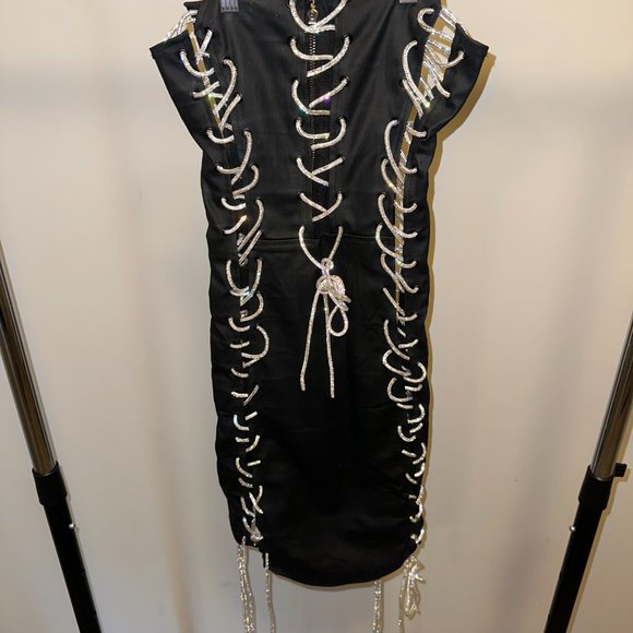 Akira Strapless Lace Up Dress with Rhinestones - Picture 2 of 4